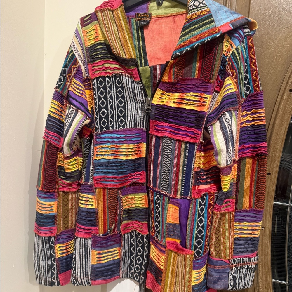 Rainbow Multicolor Patchwork Utility Jacket - image 1